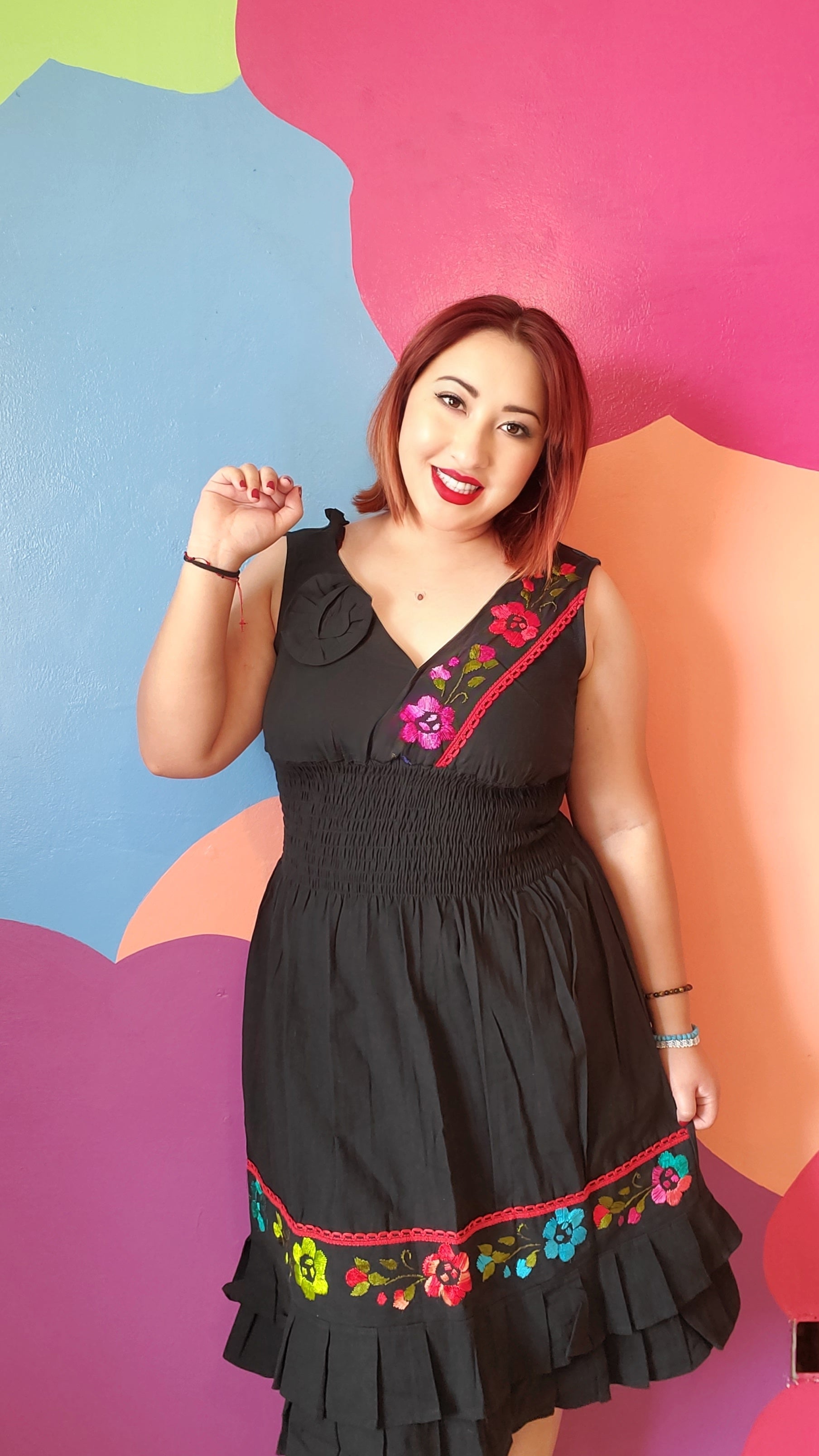 Black floral Embroidered dress Black floral Embroidered dress