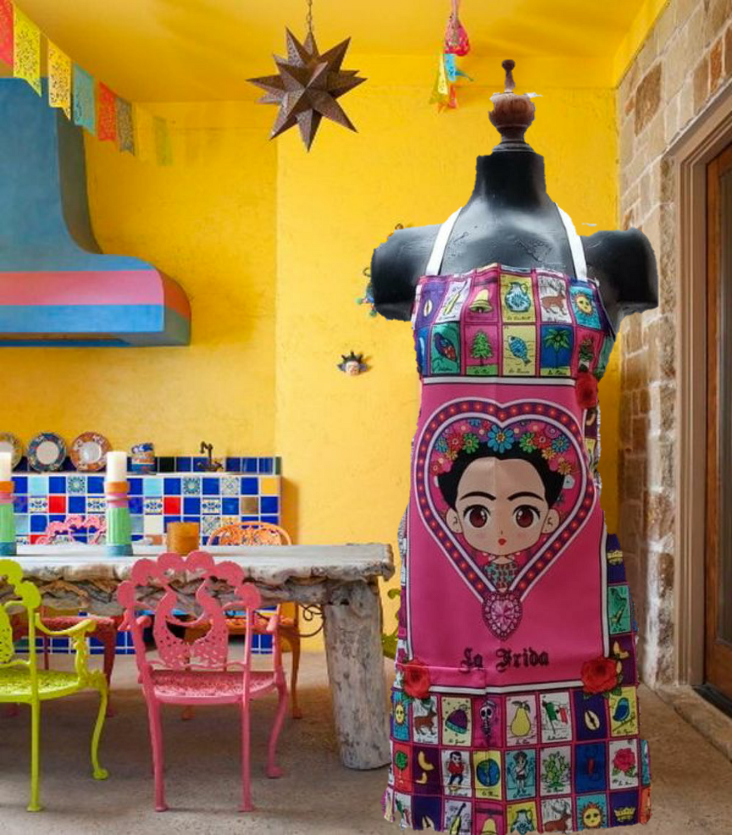 Frida Kahlo lotería mexicana apron mandil one size