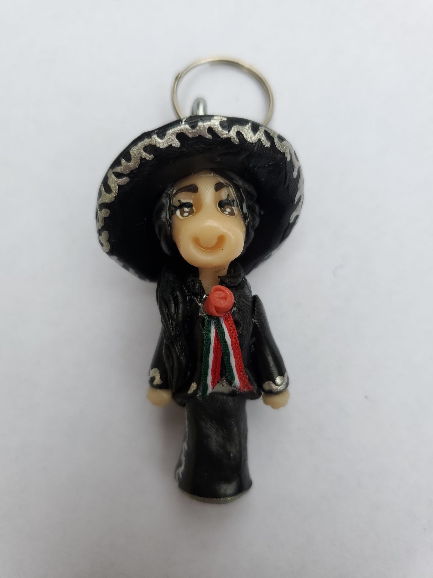Charrita Key chain-black and red rose