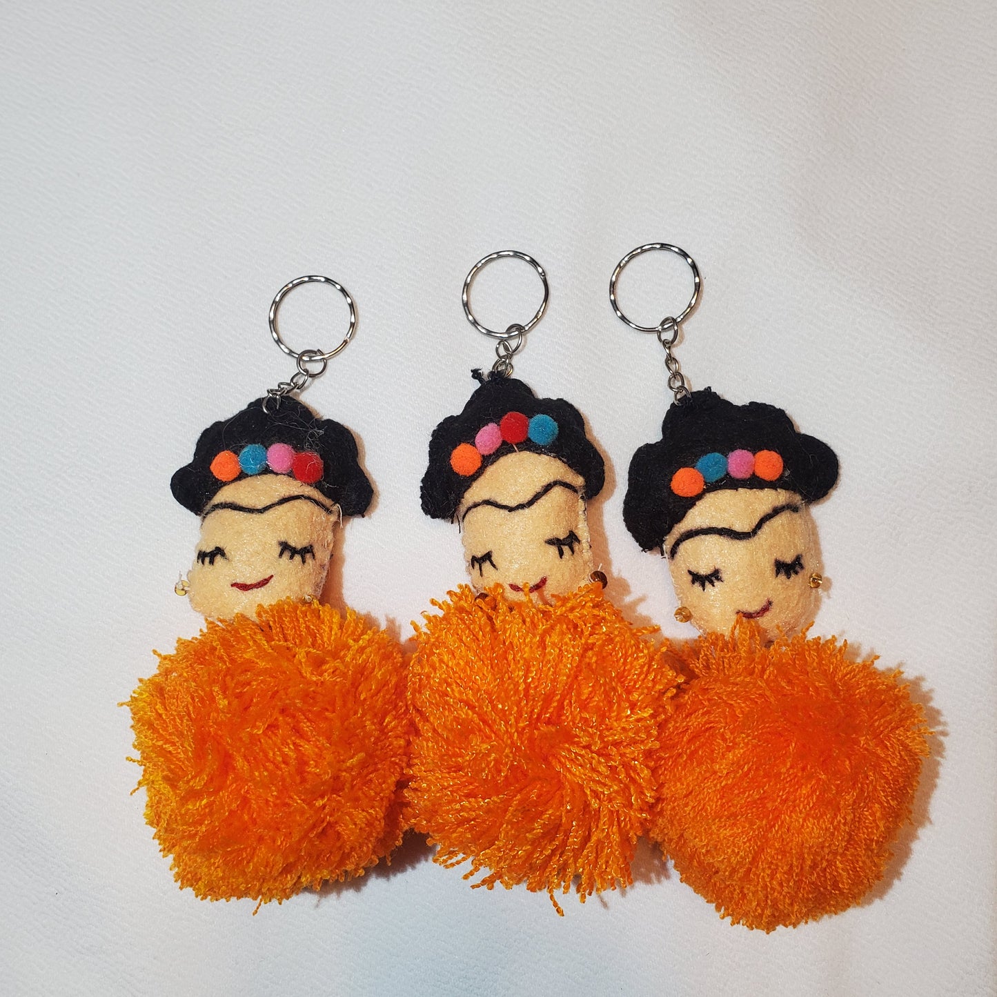 Orange Frida Kahlo Tassel Keychain or Tassel for Purse