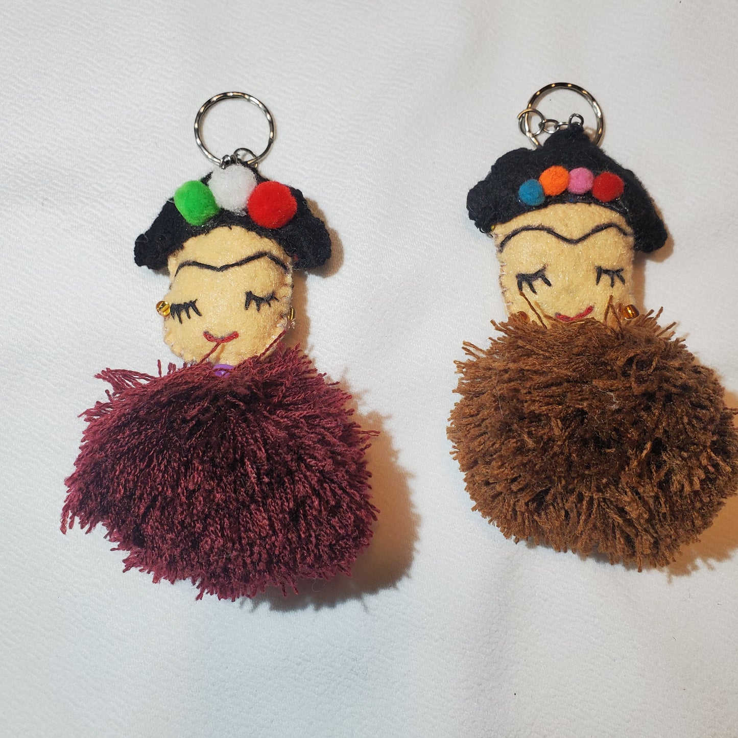 Brown Frida Kahlo Tassel Keychain or Tassel for Purse