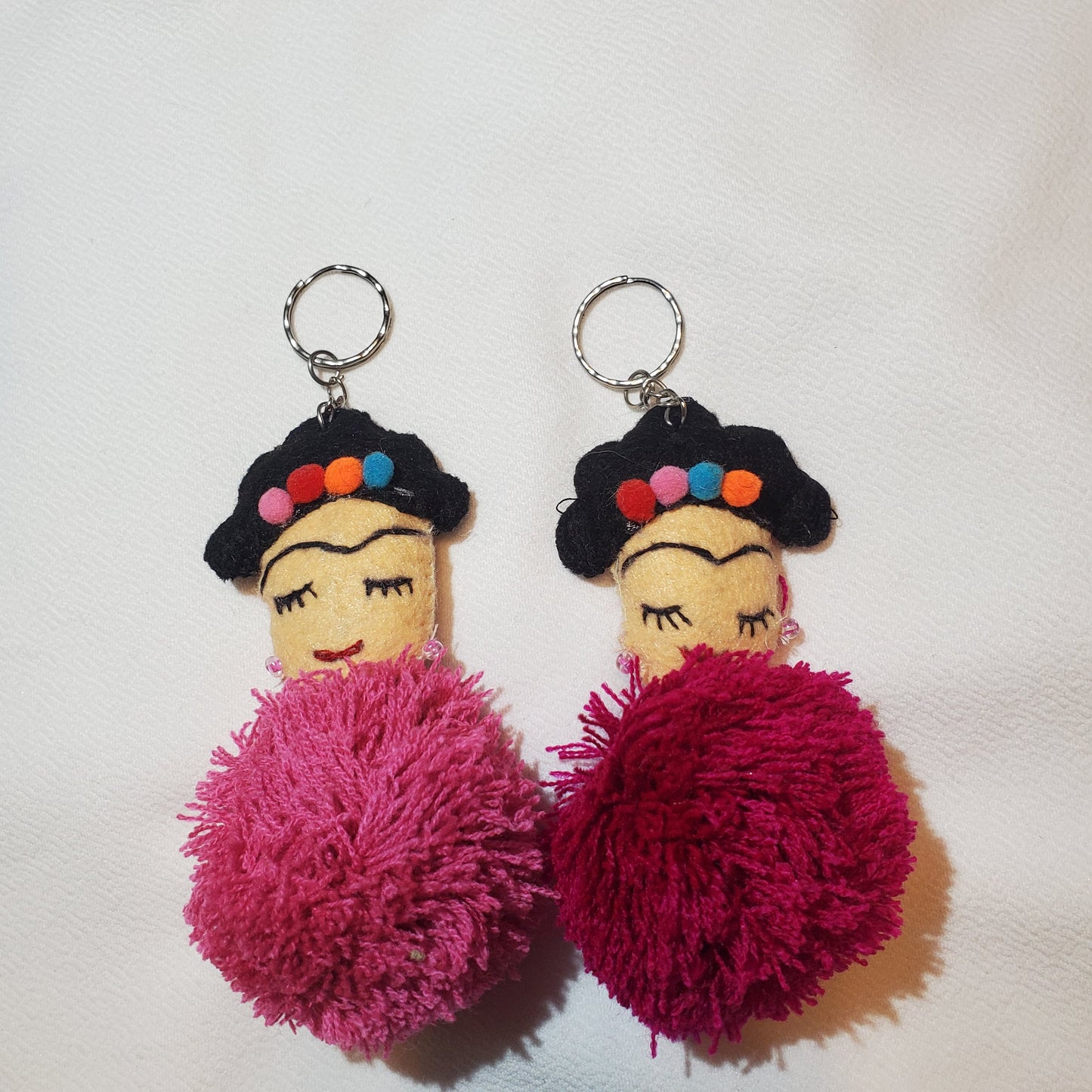 Pink magenta Frida Kahlo Tassel Keychain or Tassel for Purse