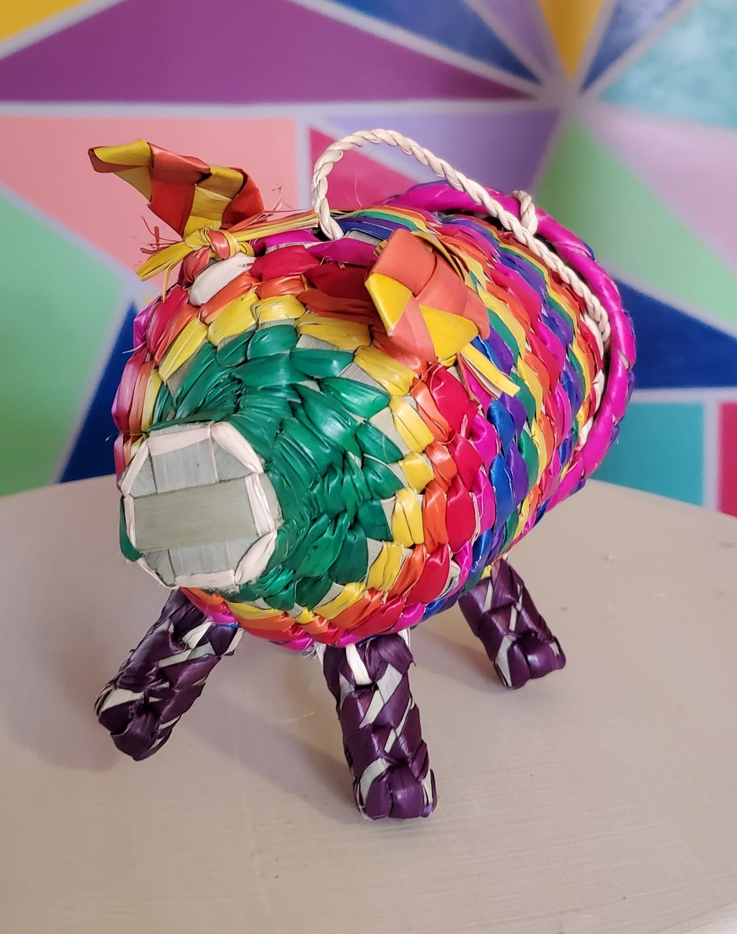 Puerquito pig mini Mexican woven bag