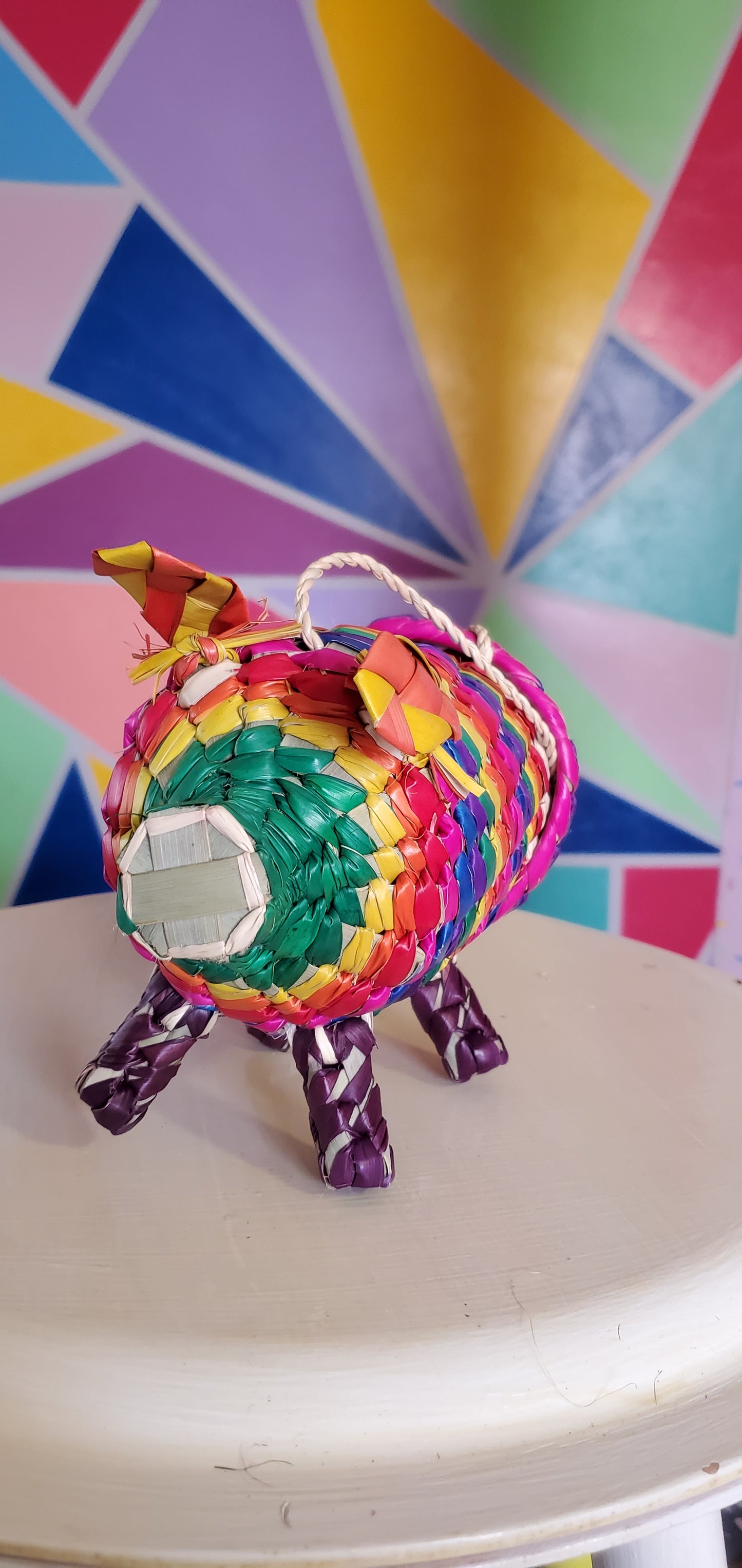 Puerquito pig mini Mexican woven bag