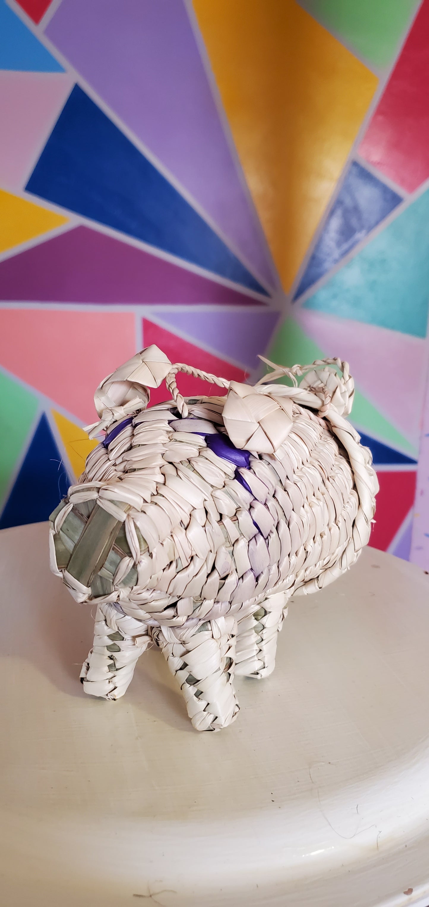 Puerquito pig mini Mexican woven bag
