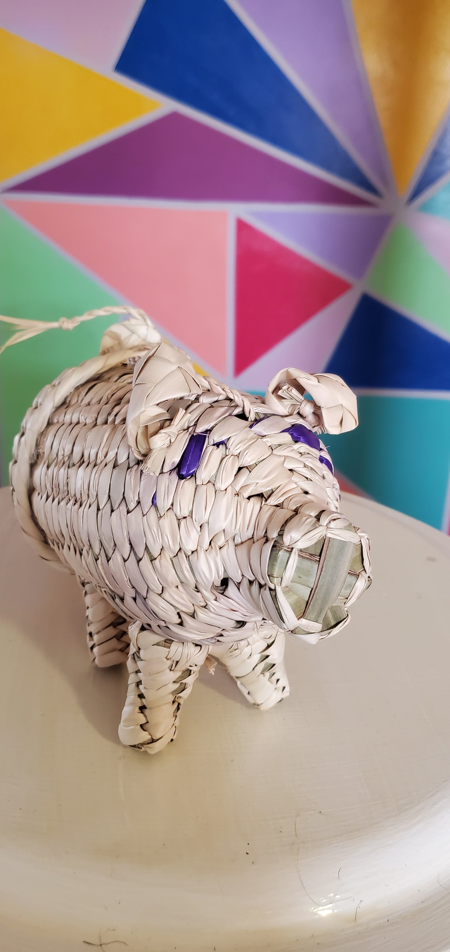 Puerquito pig mini Mexican woven bag