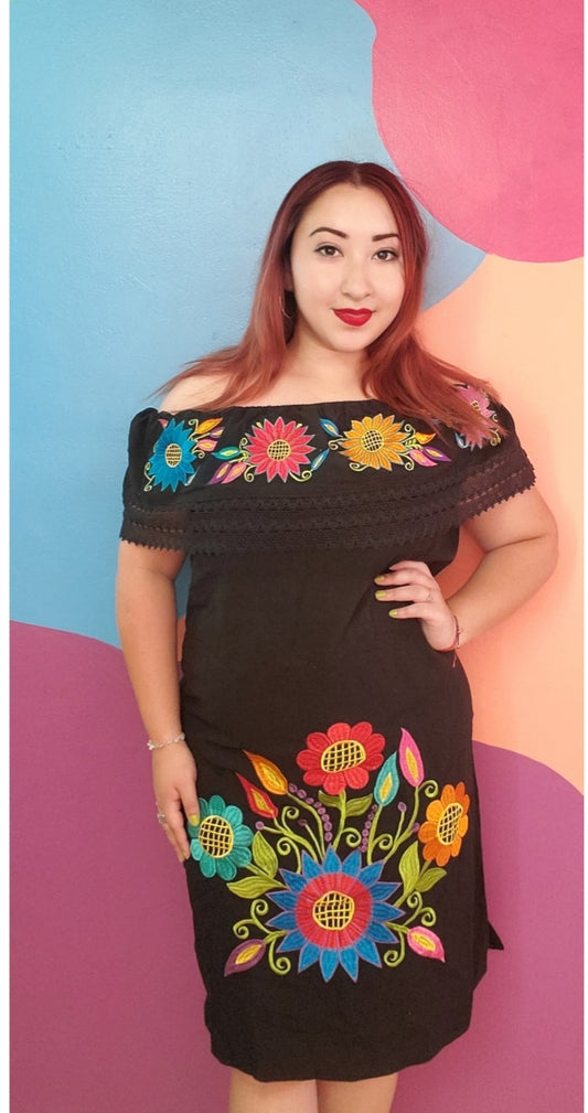 Black Embroided Dress small- xlarge