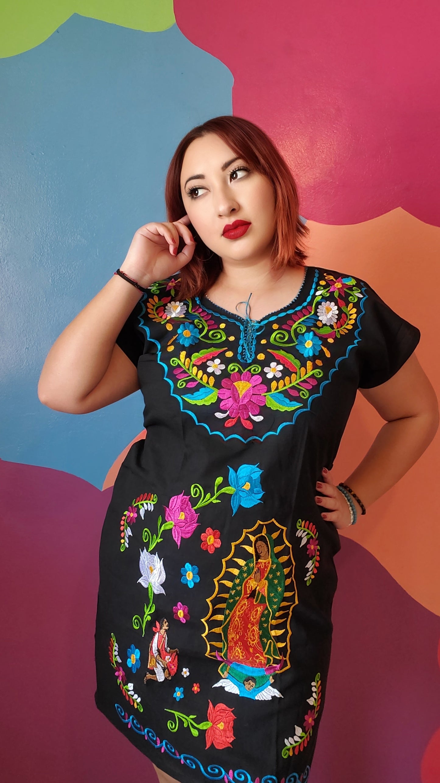 Virgen de guadalupe floral Embroidered dress