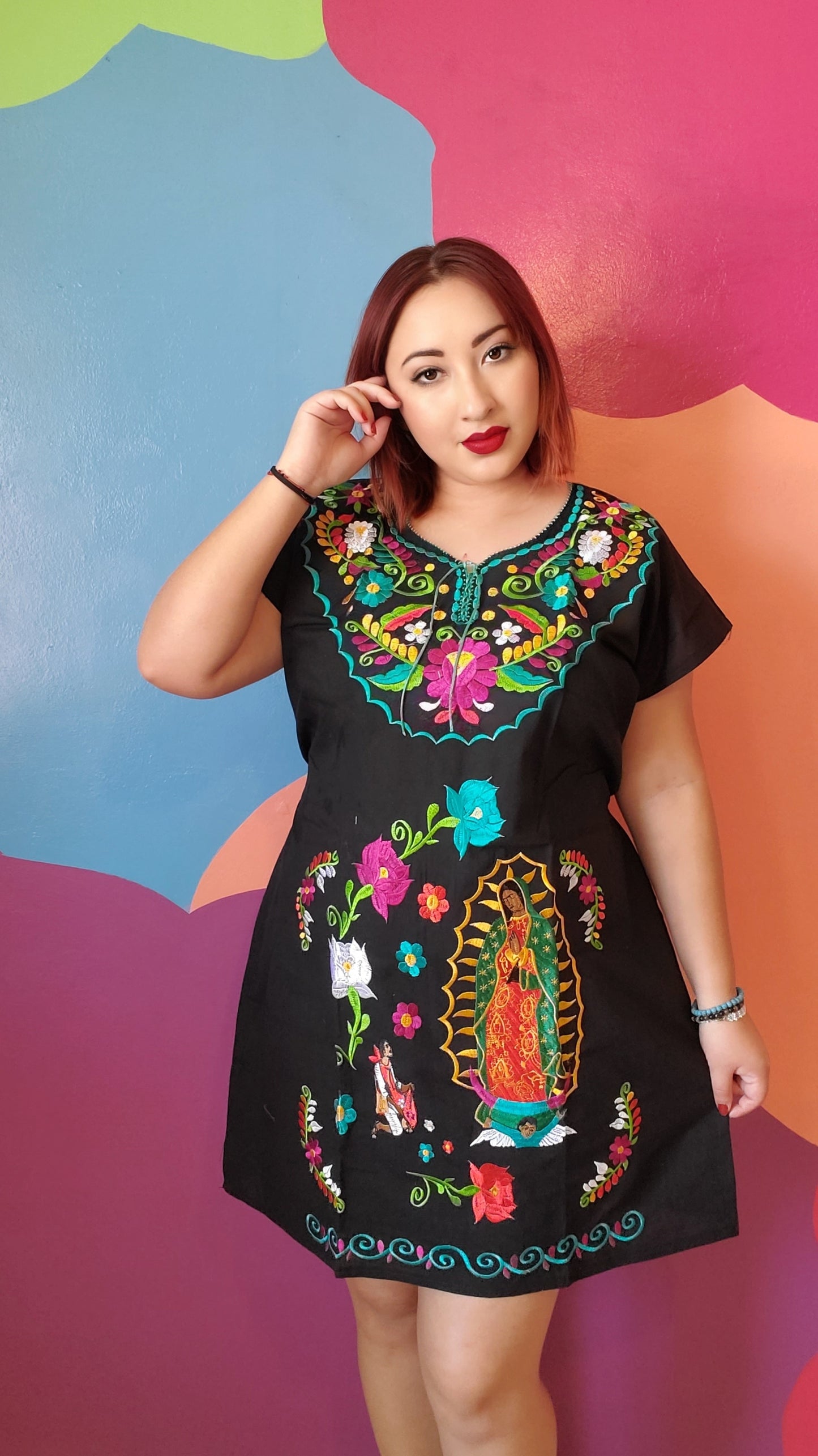 Virgen de guadalupe floral Embroidered dress