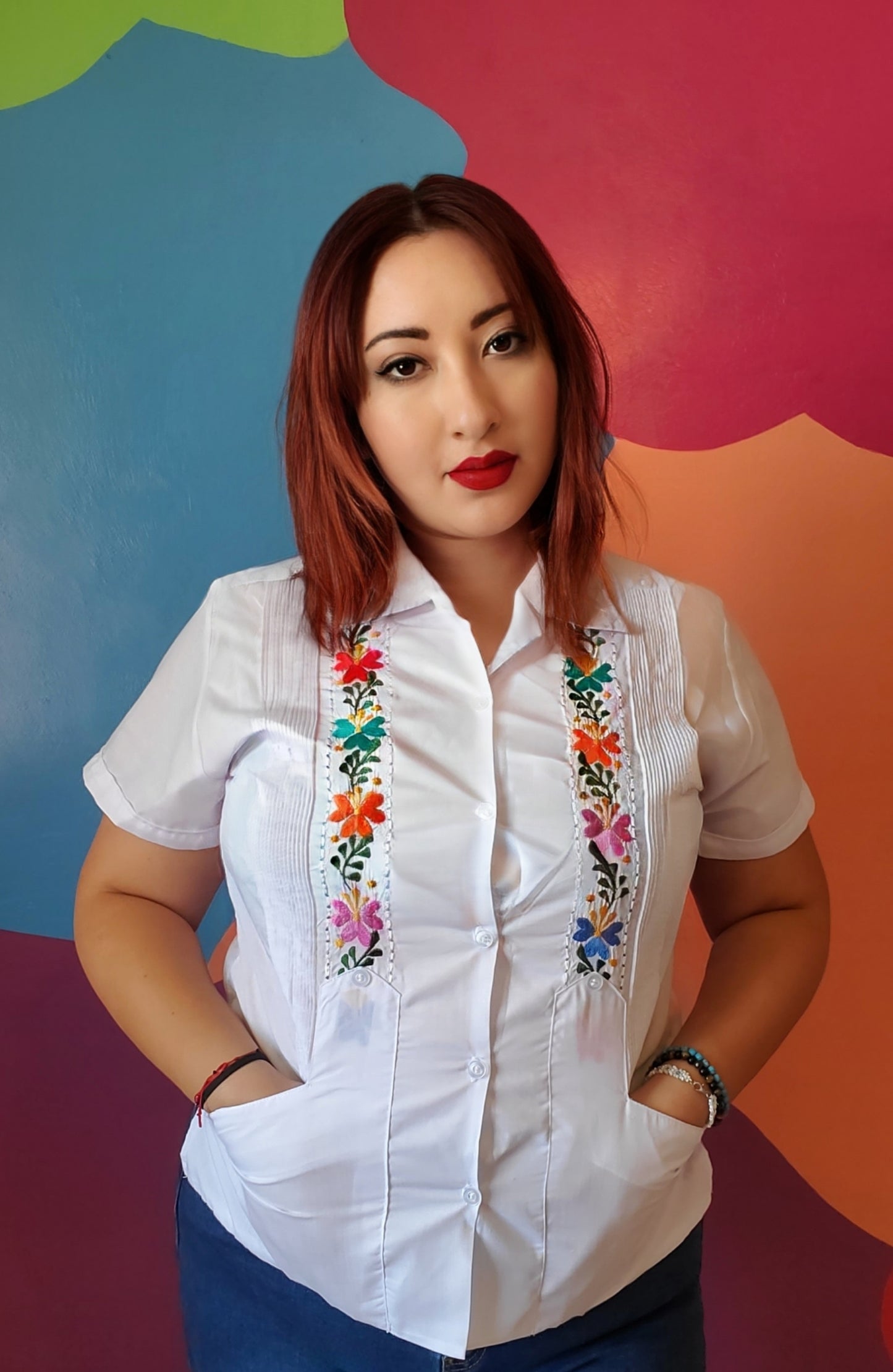 Embroided white blouse