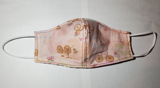 Pink floral bicycles face mask