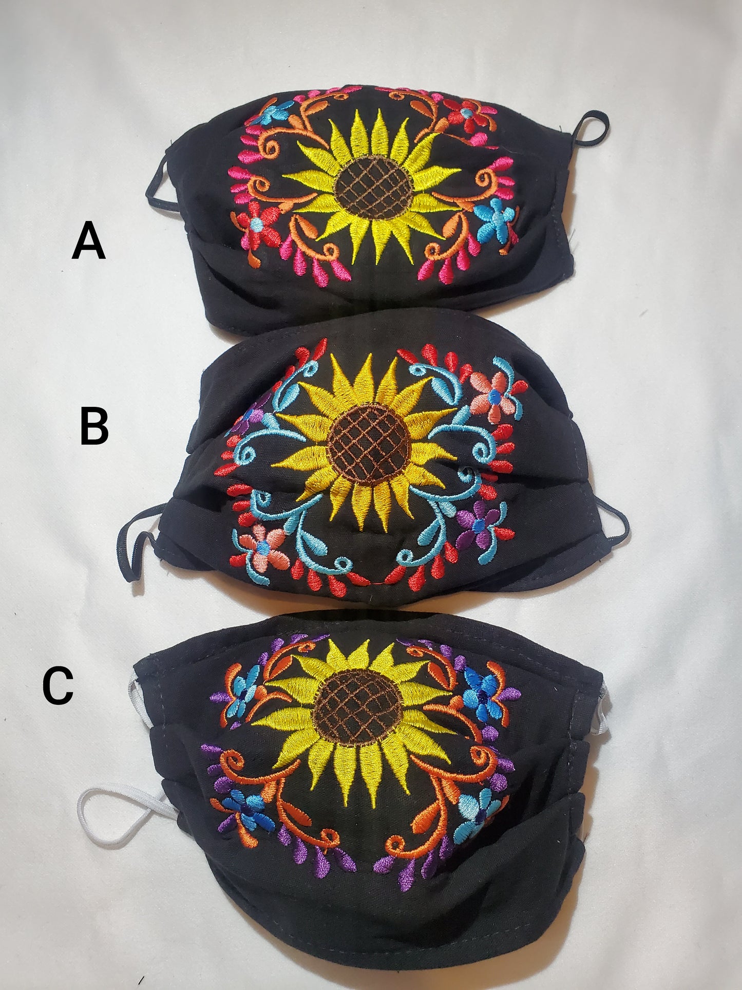 Sunflowers embroided face masks