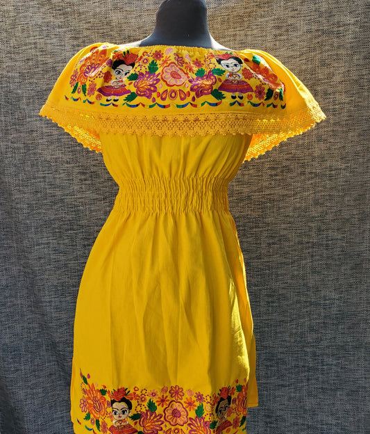 Yellow Frida Embroided Dress