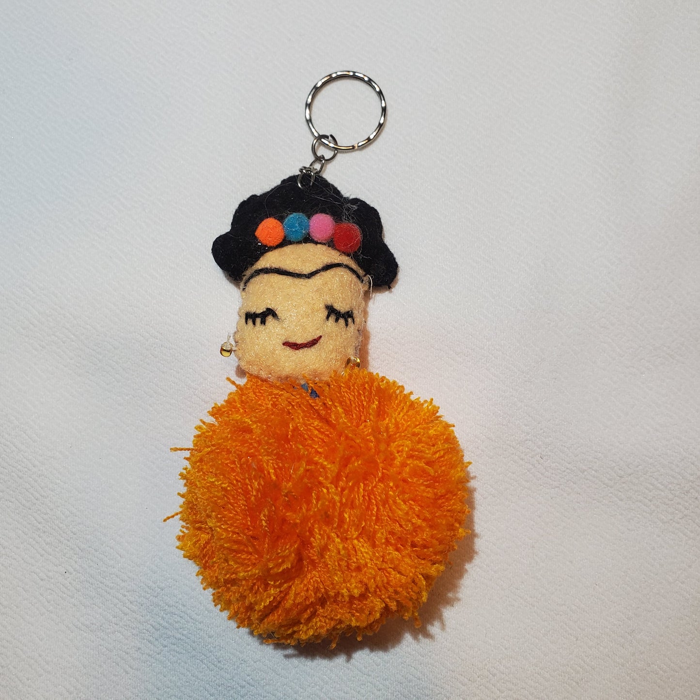 Orange Frida Kahlo Tassel Keychain or Tassel for Purse