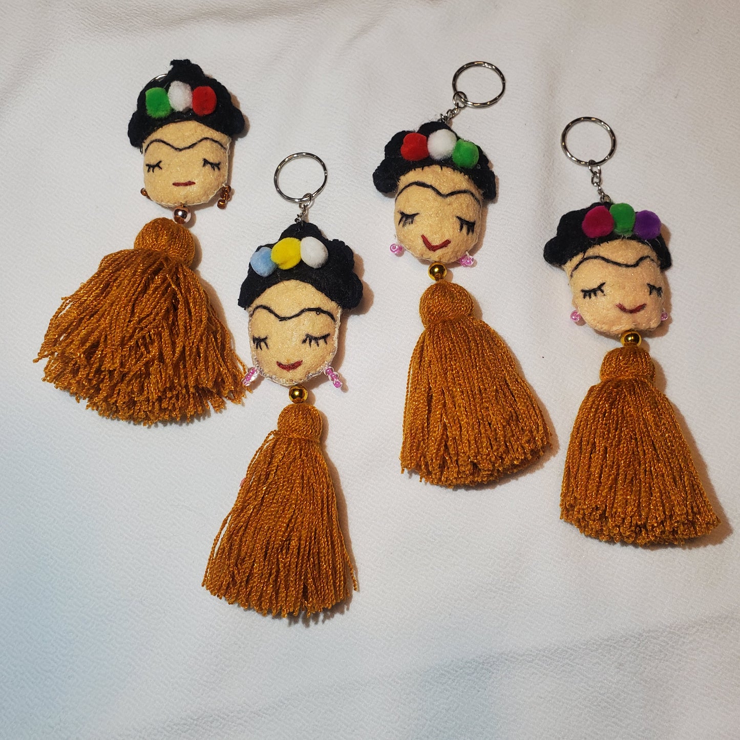 Brown Frida Kahlo Tassel Keychain or Tassel for Purse