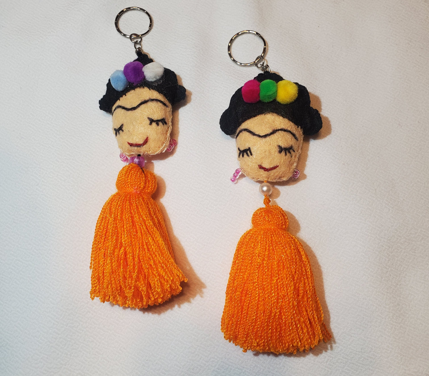 Orange  Frida Kahlo Tassel Keychain or Tassel for Purse