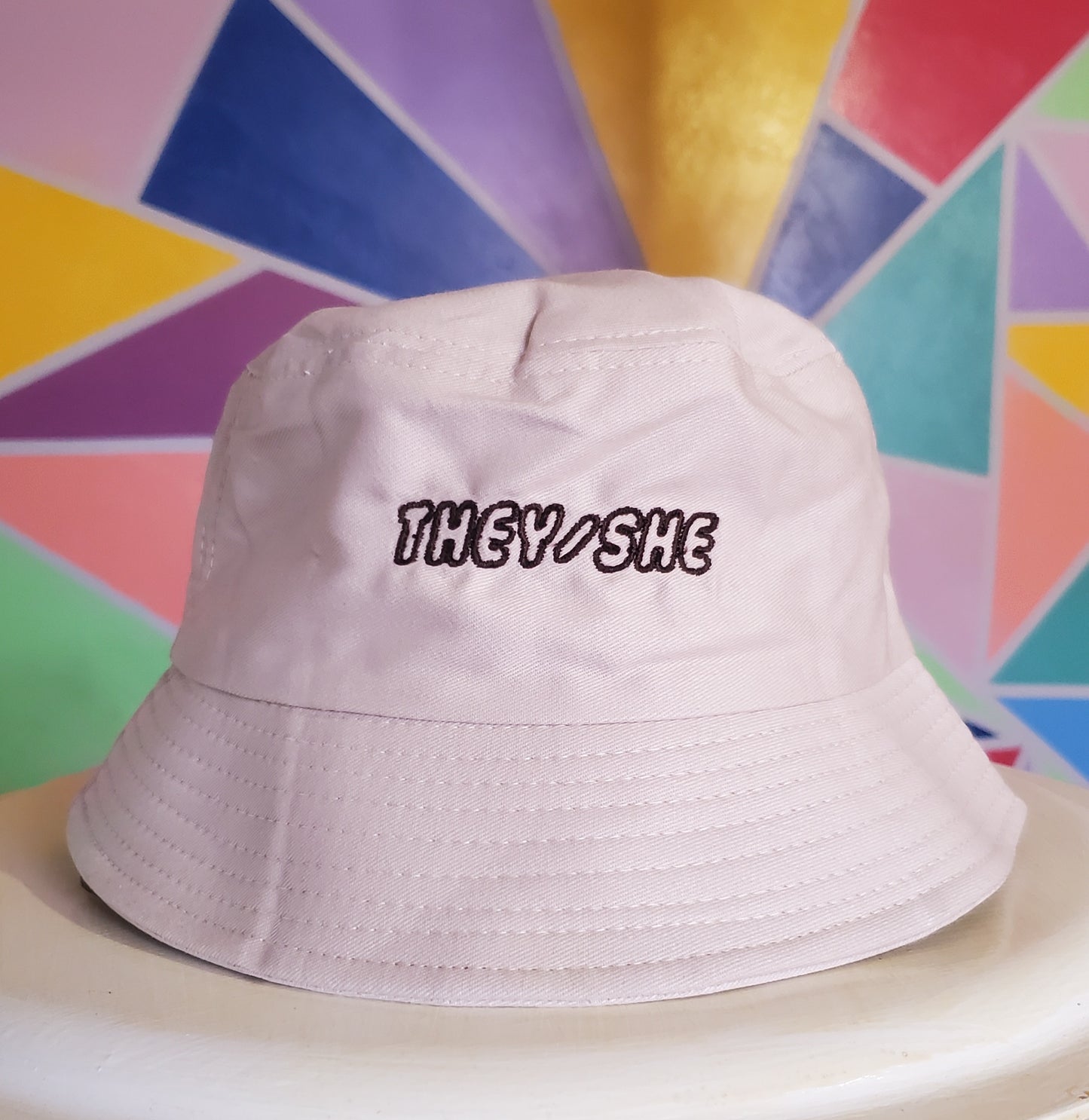 They/She Pronouns Bucket Hat