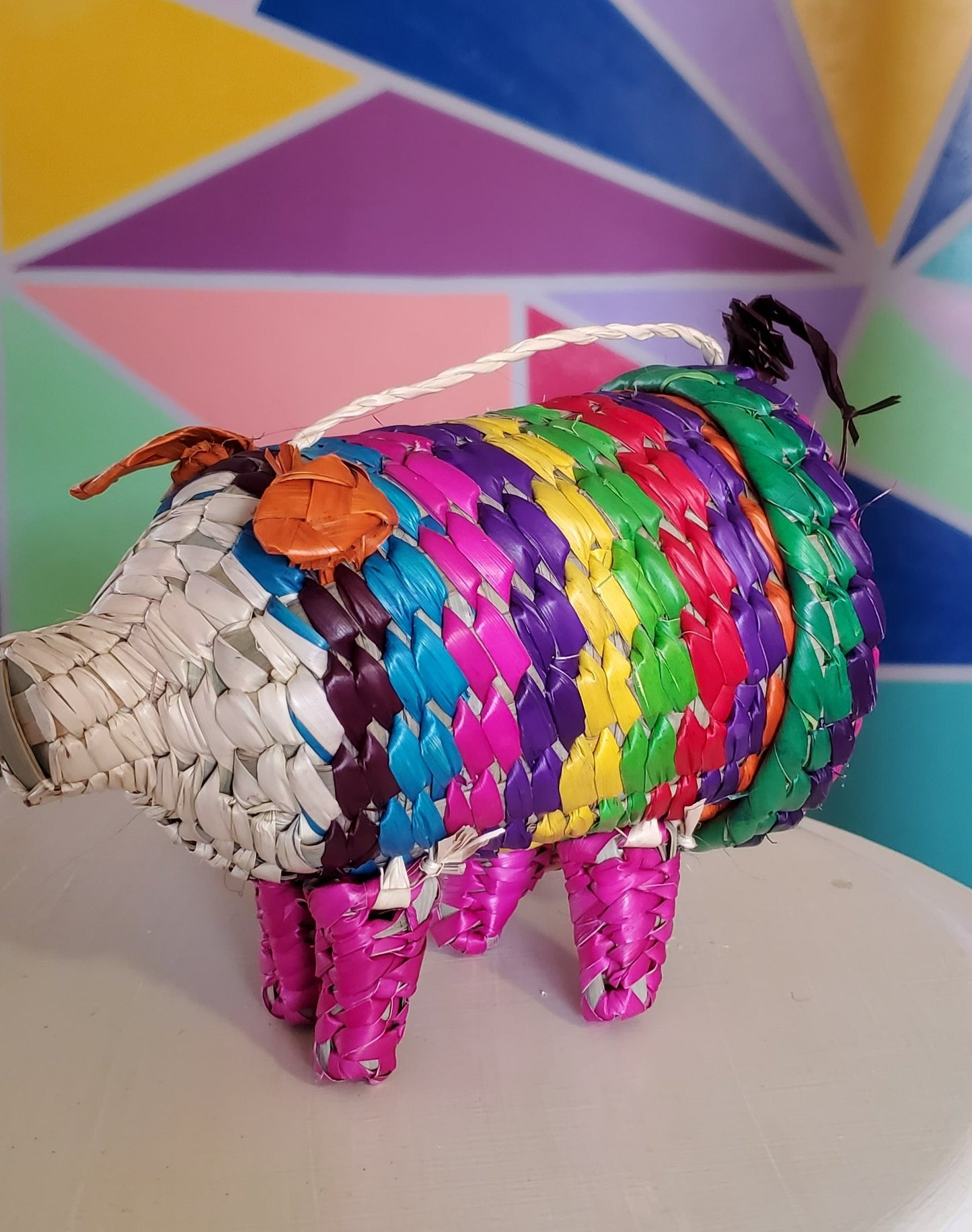 Puerquito pig mini Mexican woven bag