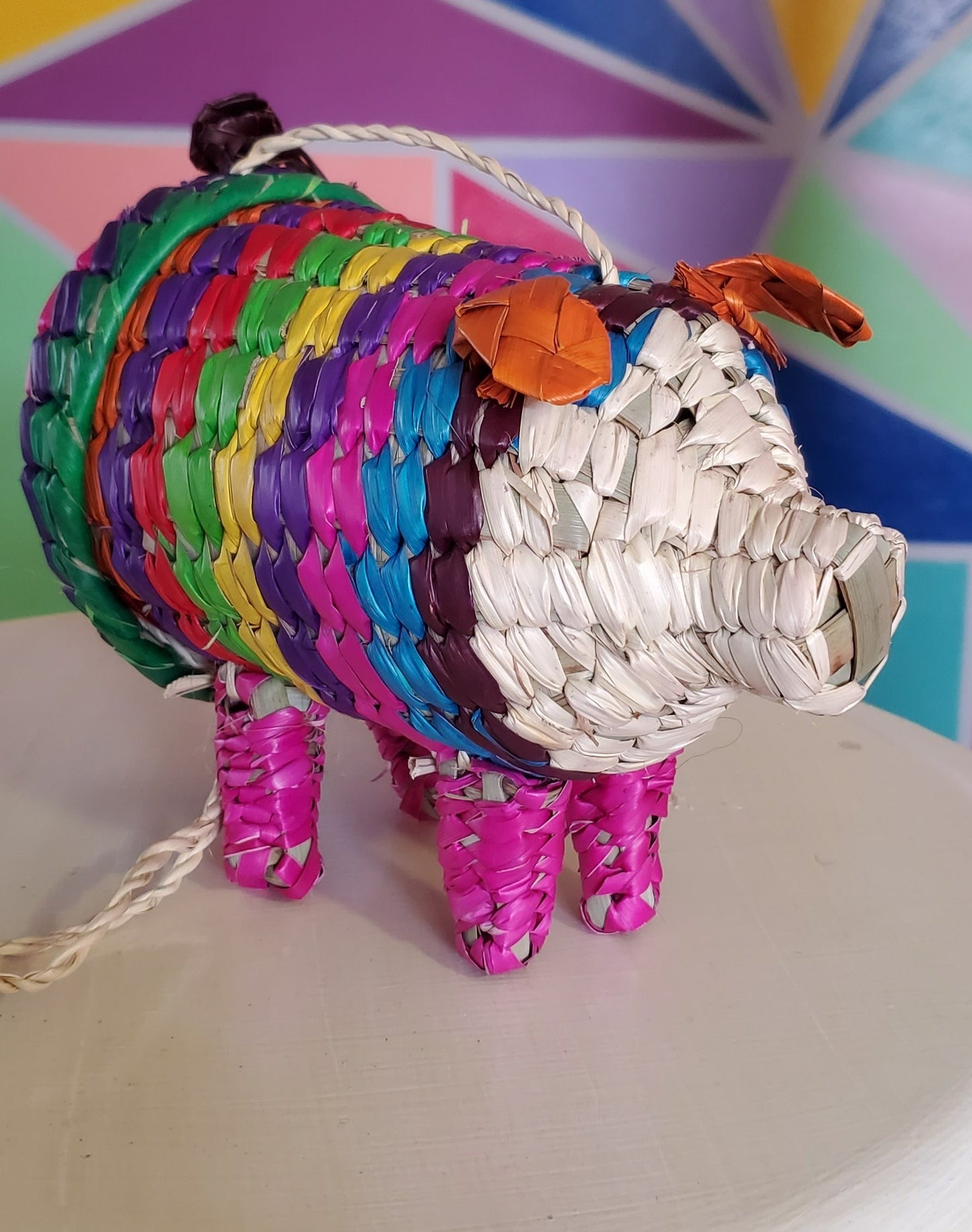 Puerquito pig mini Mexican woven bag